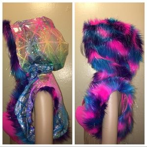 Reversible Hooded Fur Shrug